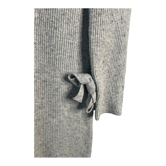 LOFT Speckled Lt Grey Crewneck Knee Length Sweater Dress with Tie Cuffs - Picture 8 of 14